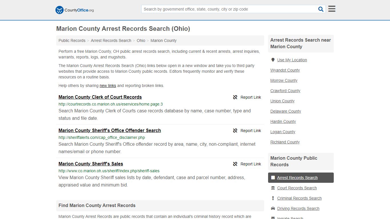 Arrest Records Search - Marion County, OH (Arrests & Mugshots)